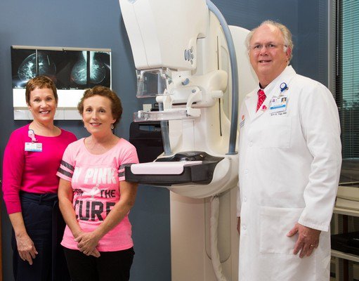 Karen Crosby, RN, BSN, breast care navigator, Brest Care Center, Anne Frisbie, and Bruce G. Tripp, MD, board-certified radiation oncologish, Cancer Care Center