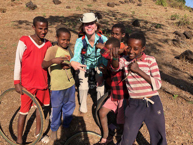 Janice with Ethiopian boys
