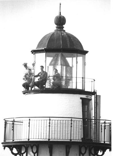 Coastal Guard Auxiliary Lighthouse Crew atop the lighthouse in the 1990s