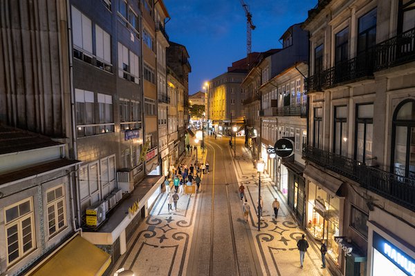 Porto streets at night.