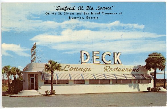 Postcard featuring The Deck circa 1970