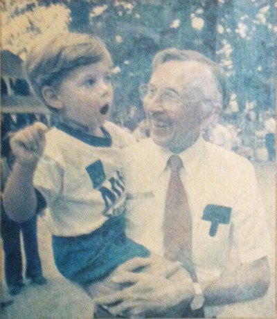 Micajah Sturdivant, age three, with his Papa, Mike Sturdivant Sr.