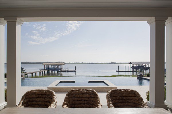 An idyllic view from the back porch of a Harrison Design home on Sea Island.