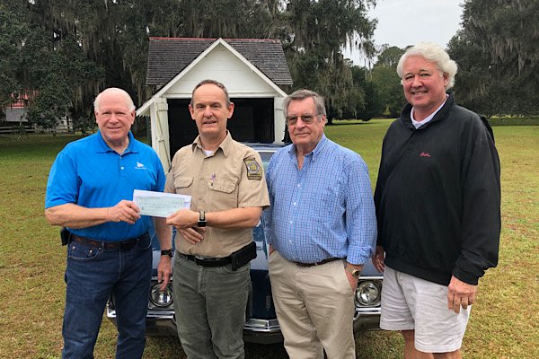 From left, Duane Harris, President, Friends of Coastal Georgia History; Bill Giles, Historic Site Manager; Mason Stewart, President FOH; Gordon Strother, FOH Trustee.