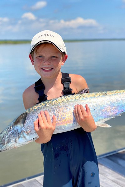 Beau Ansley on Sea Island with his big catch