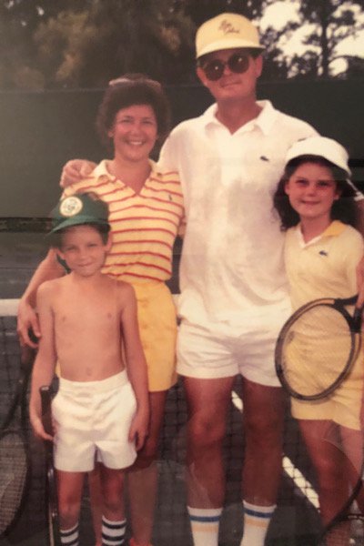 Sharon and Bonneau Ansley Jr., with children Bonneau III and Fayne playing tennis on Sea Island in the 1980s.